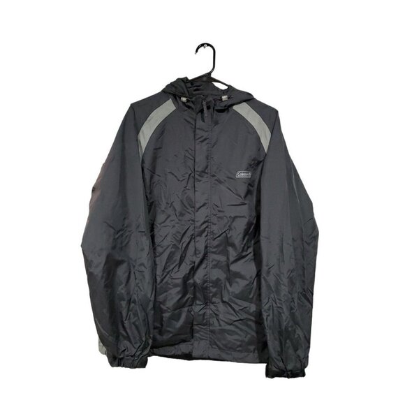 Coleman Black Full Zip Hooded Waterproof Windbreaker Jacket Coat Size M - Picture 1 of 12
